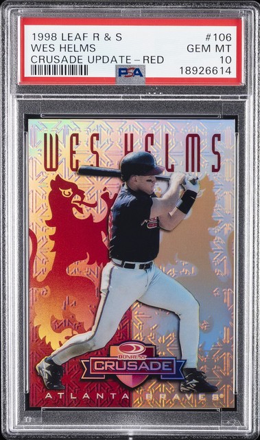 1998 LEAF ROOKIES & STARS CRUSADE UPDATE RED #106 WES HELMS 13/25 PSA 10