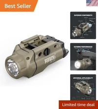 Weatherproof 1500 Lumens Pistol Flashlight - Compact Rail Mounted Tactical Light