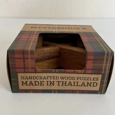 Mysterious X Handcrafted Wood Puzzle Game Brainteaser Handheld Brain Buster NEW 