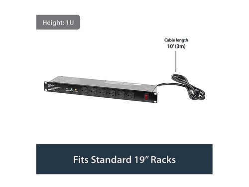 StarTech.com RKPW161915A Unité de distribution d'énergie PDU 19 pouces 1U montée en rack 16 prises - Photo 5/6