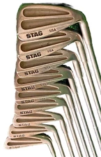 Stag Golf Set Persimmon 1w,3w,4w With 2-PW USA Irons Men's RH Stiff Steel HC's
