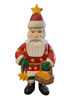Wooden Hand Carved Santa 12.5  Standing Table Shelf Christmas Decoration