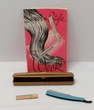 Vintage 1960's WECK Hair Shaper Straight Razor w/ Case, Extra Blade & Book