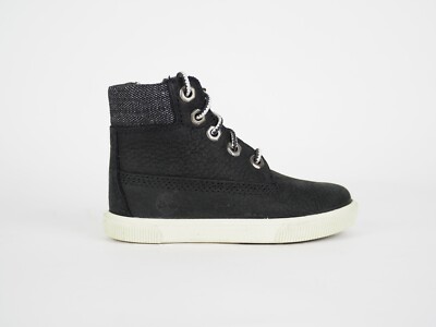 Jungen Mädchen Timberland EK 2.0 6 Zoll 1686A schwarz Leder Schnürung Reißverschluss Stiefel