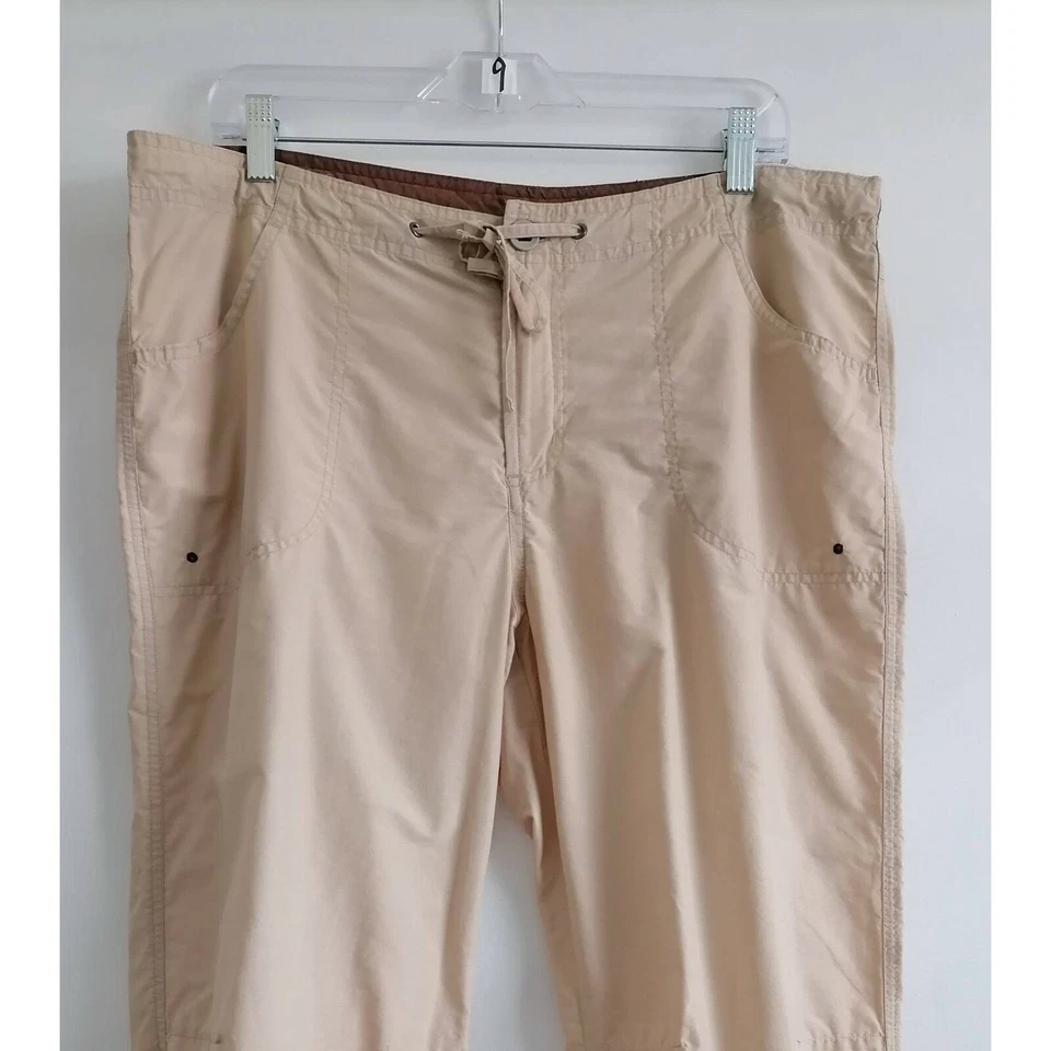 Columbia Mujer Ropa Activa Pantalones Beige Tiro Medio Cordón Cintura Bolsillos Laterales L Foto 3 de 4
