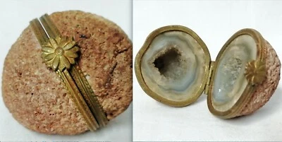 Ancien objet de vitrine quartz monté en laiton doré fin XIXe siècle - Photo 1/4
