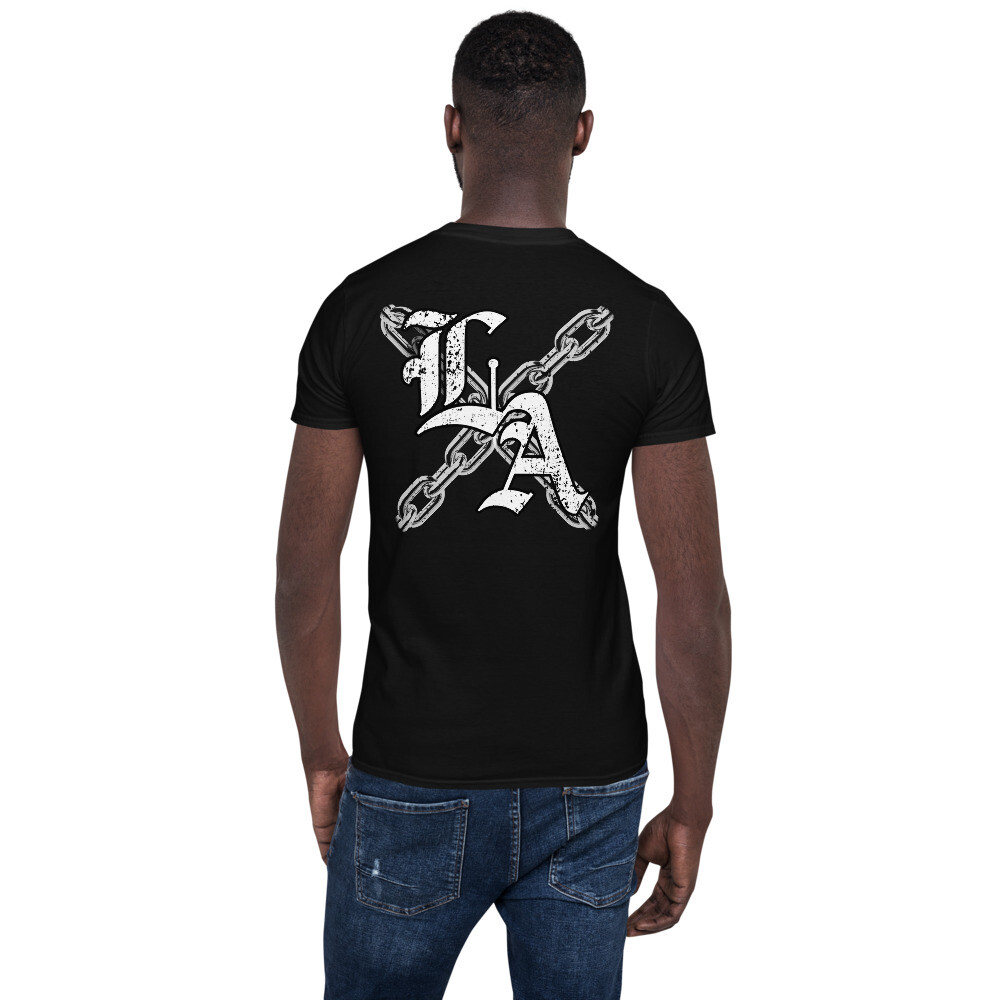 LA LOS ANGELES OLD ENGLISH CHAINLINK PRINT STREETWEAR GANGSTER STYLE  TEESHIRT