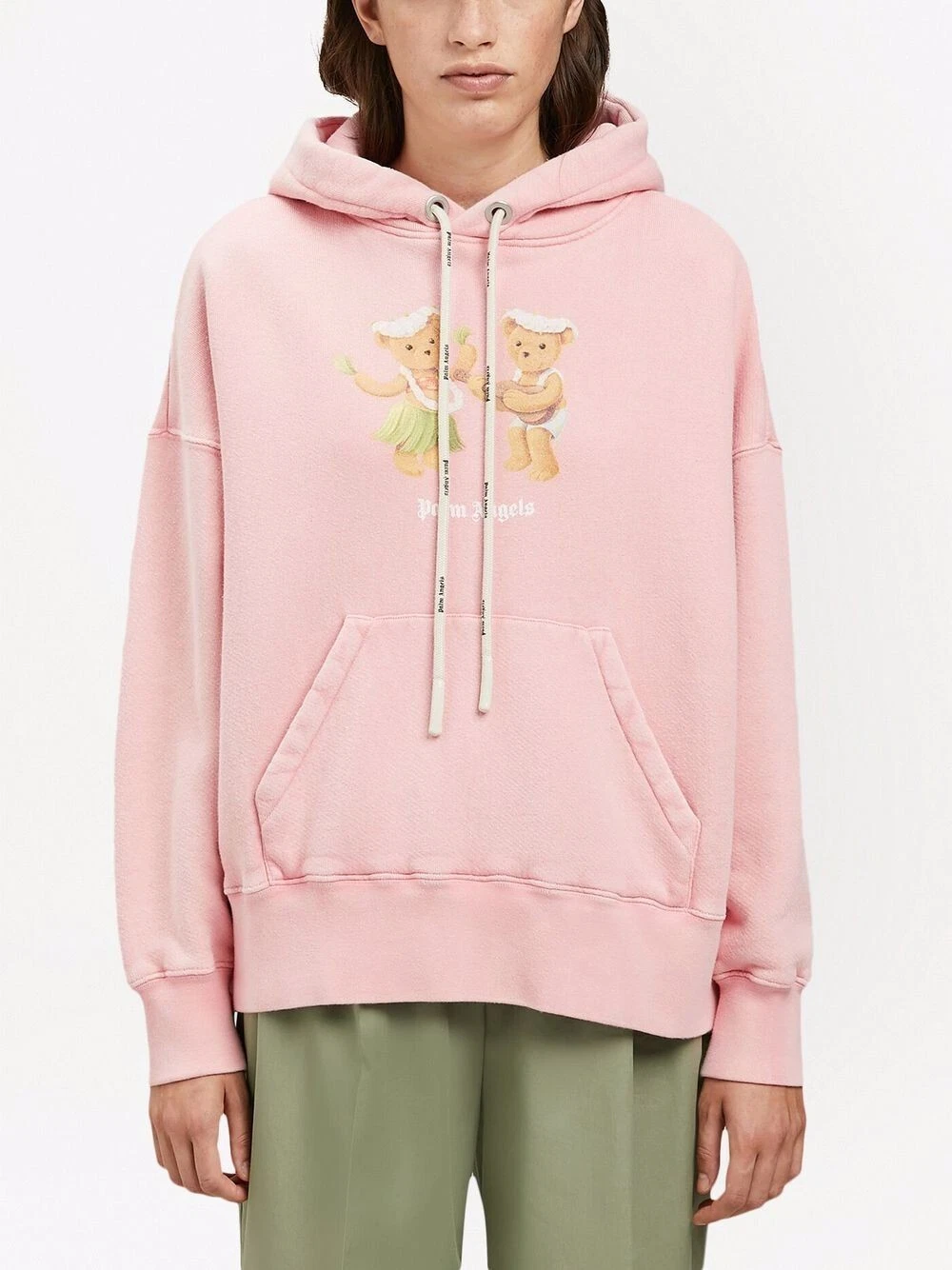 Felpa con cappuccio oversize Palm Angels rosa orsi danzanti logo taglia L SS22 PREZZO AL PUBBLICO $970