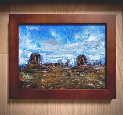 Monument Valley Original Desert Landscape Painting AZ  Gallery 9x12 Canvas Frame