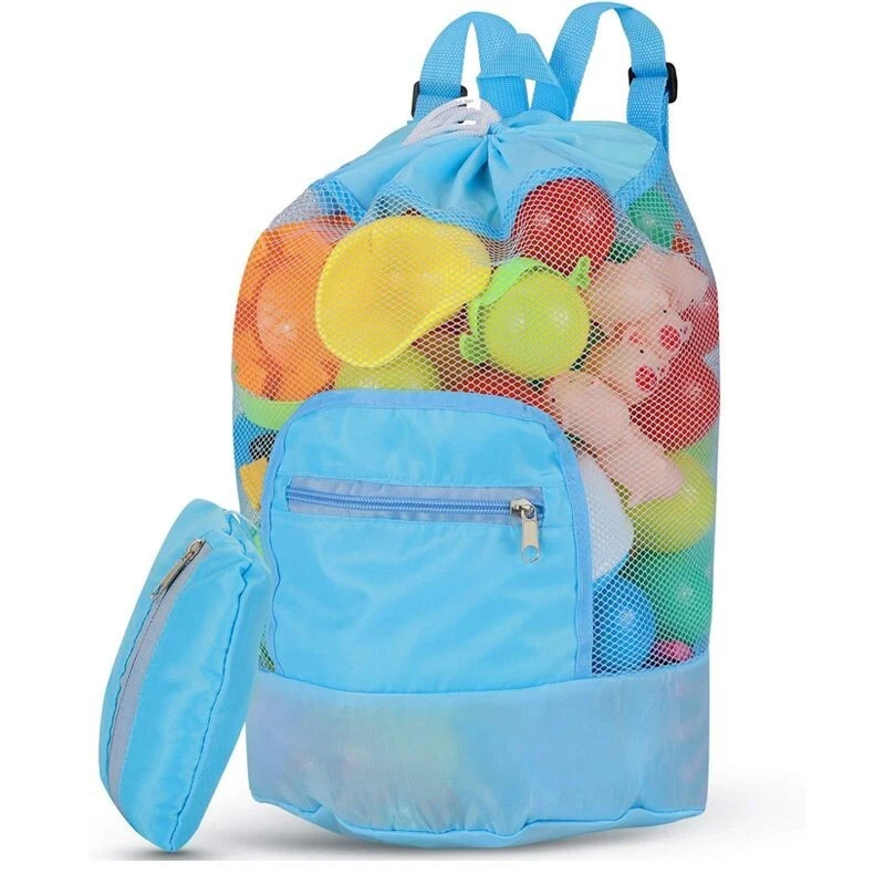 Portable Beach Bag Foldable Net Swimming Bag Children Beach Toy Storage Backpack