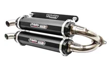 Trinity Racing Black Dual Slip-On Exhaust For 2020+ RZR Pro/2022+ RZR Turbo
