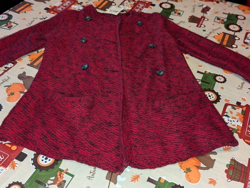 Maglione cardigan donna Lucky Brand aperto davanti rosso e nero manica lunga S nuovo - Foto 2 di 10