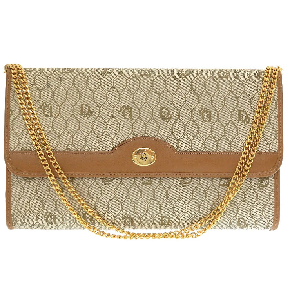 AUTHENTIQUE motif nid d'abeille Christian Dior sac bandoulière beige PVC/cuir 0060