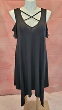 Torrid Black Cold Shoulder  Dress Nwt Asymetrical Dress  Sz 0 Color Black