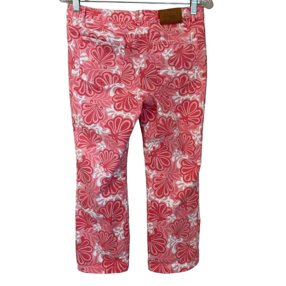 Lilly Pulitzer Pink Clamshell Print Straight Leg Crop Jeans Size 8 eBay