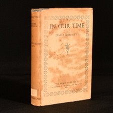 1926 In Our Time Ernest Hemingway Short Stories Dust Wrapper 1st Edition