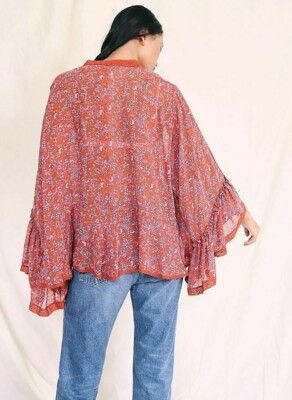 $98 NWT FREE PEOPLE SzXS LOLA LONG BELL SLEEVE TASSEL