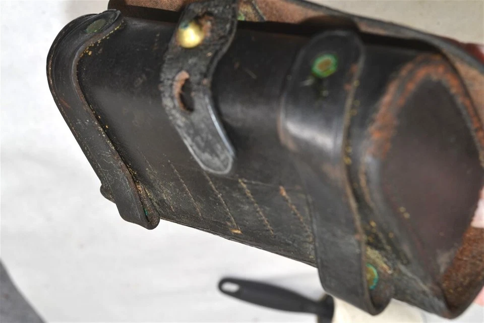 Caja Cartucho Antigua Estuche Guerra Civil EE. UU. Cuero Negro Mediados XIX Foto 2 de 4