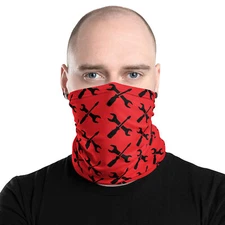 Red and Black Mens Tool Themed Neck Gaiter Warmer Face Mask Alternative NEW