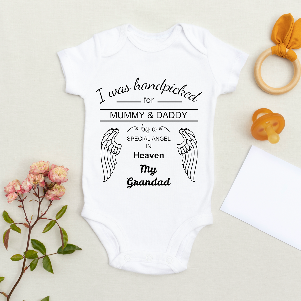 Handpicked For Earth By My Grandad In Heaven Baby Grow