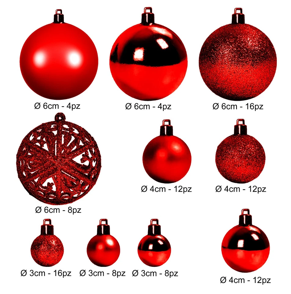 Set 100 palline argento di Natale decorazione albero addobbo diametro 3 4 6 cm - Immagine 4 di 4