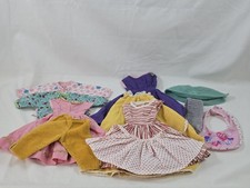 Vintage Doll Clothes Lot Dresses Tops Pants Hat Bib Skirt Outfits Mixed Sizes