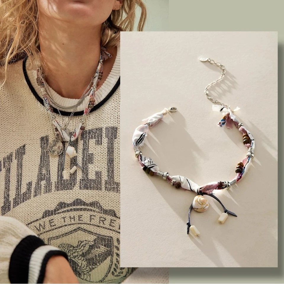 Gargantilla Free People Ariana Ost Alpha en Neutro Nuevo con Etiquetas Collar Bohemio Gitano Foto 2 de 4