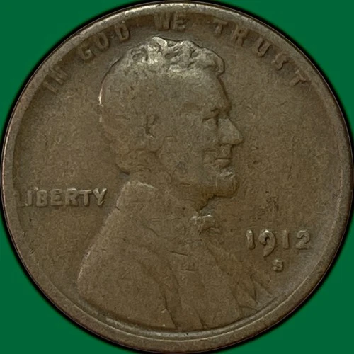 1912-S Lincoln Wheat Cent Fine F Coin #37000