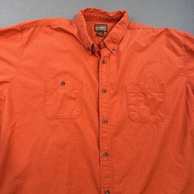 CE Schmidt Shirt Mens 3XL Orange White Plaid Short Sleeve Button Up Workwear