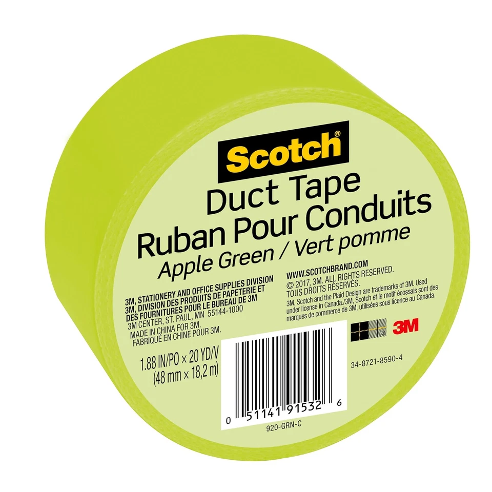 Scotch Lime Green Duct Tape 1.88in x 20yd Heavy Duty for DIY Crafts and Repairs - Image 2 of 2