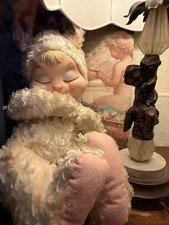 Vtg Rushton Rubber Face Adorable Bunny, Sleeping Smiling .