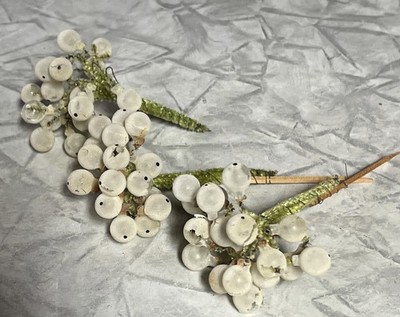 Vintage Glass Christmas Floral Millinery Picks 54 White Berries Painted Lot 3
