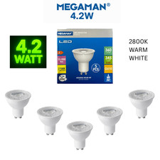 5 X Megaman LED GU10 4.2W Par16 Lamp 2800k Spotlight LIGHT Bulbs WARM WHITE