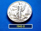1942-S "AU" Walking Liberty ➫  Bright Luster ➫ Strong Skirt Lines ➫142sx