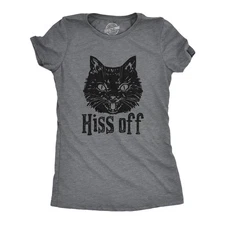 Womens Hiss Off T Shirt Funny Angry Hissing Aggressive Cat Tee for Ladies