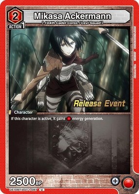 Mikasa Ackermann Release  - UEPR /AOT-1-087 NM - Union Arena