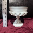 Vintage Milk Glass Kings Crown Thumbprint Pedestal Compote Candy Dish Bowl