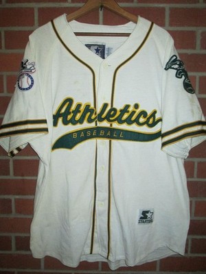 Oakland A's Vtg 1990s Athletics Starter Script Button Down Jersey L Has stains