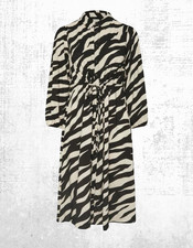 Womens Curve Plus Size Shirt Dress Black Zebra Print Long Sleeve (A Bit Defect)