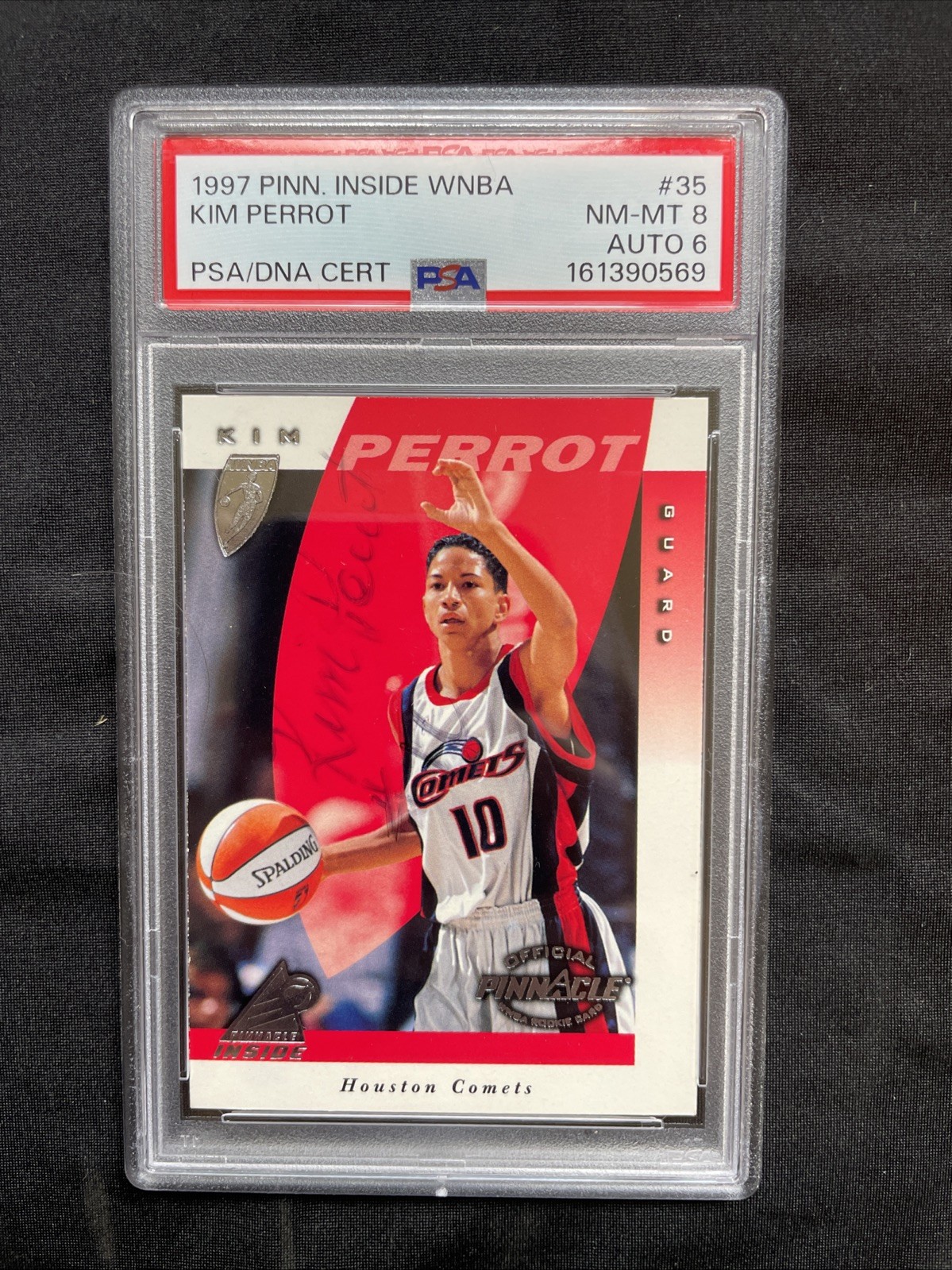 Autographed! 1997 Pinnacle Inside WNBA Kim Perrot Houston Comets #35 Rookie PSA8