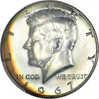 1967 SMS PCGS MS67 SP67 Kennedy Half Rainbow Toned Obverse 50C PQ Gem Beauty
