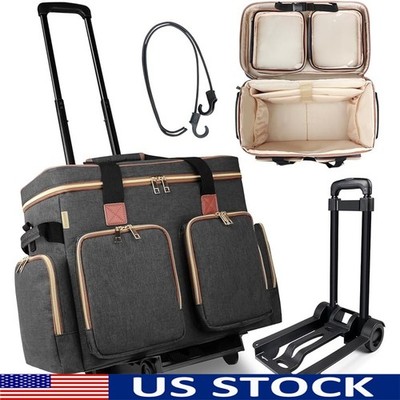 Rolling Teacher Tote Bag W/ Wheels Laptop Compartment Detachable Dolly Organizer