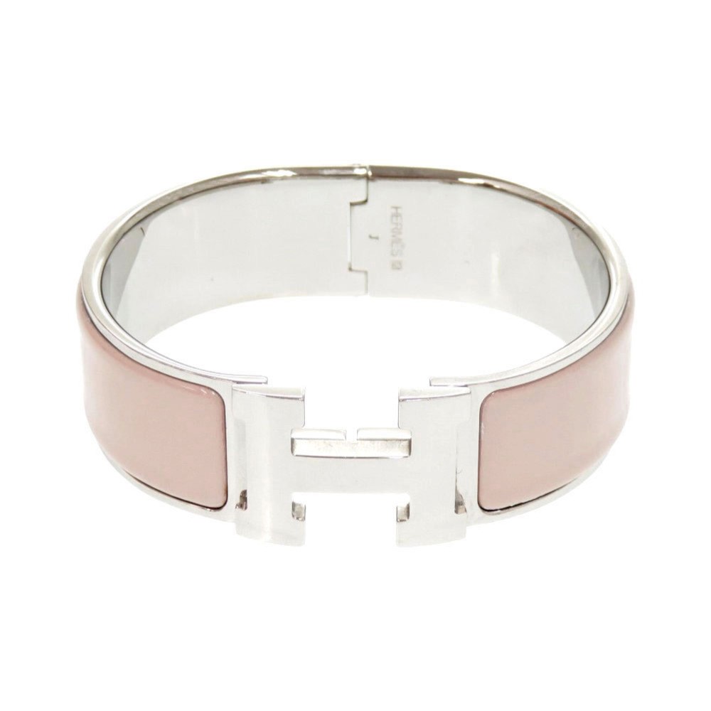Hermes H Motif Click Clack GM Metal Pink Beige Bracelet Bangle HE0139