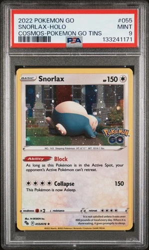 2022 POKEMON GO COSMOS-POKEMON GO TINS #055 SNORLAX-HOLO PSA 9