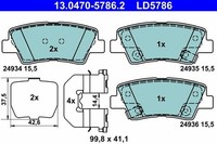 ATE 13.0470-5786.2 Bremsbelagsatz, Scheibenbremse 99,8 Mm 41,1 Mm 15,5 Mm