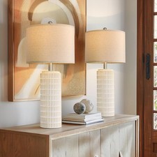 27.5'' Tall Table Lamps For Living Room Set Of 2 Ceramic Bedroom Lamps For Night