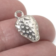 Silver Strawberry Charms, Fruit Lover Jewelry Supplies, Whimsical Berry Pendants