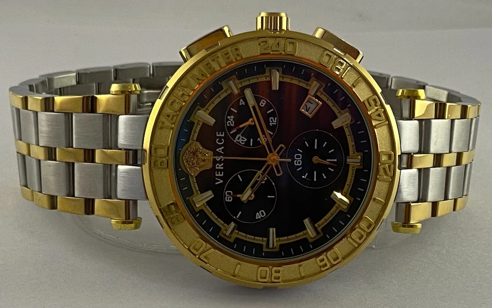 Cronografo Casual Versace Quadrante Nero Data Indicatore Quarzo per Orologio da Polso Uomo