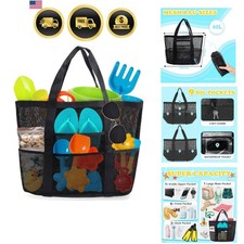 Mesh Beach Bag - Large Beach Tote with Zipper Pocket for Family Pool Bag for ...