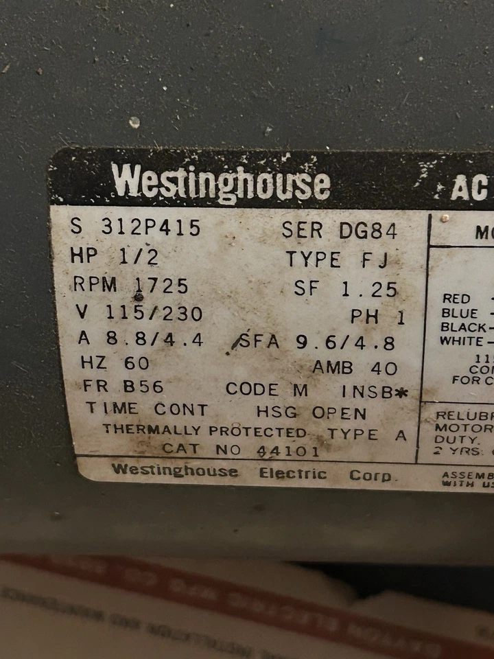 Motor eléctrico de CA Westinghouse 1/2 HP nunca usado Foto 2 de 4